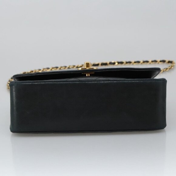 CHANEL Matelasse Chain Shoulder Bag Lamb Skin Black Gold CC Auth 97459 - Picture 6 of 16